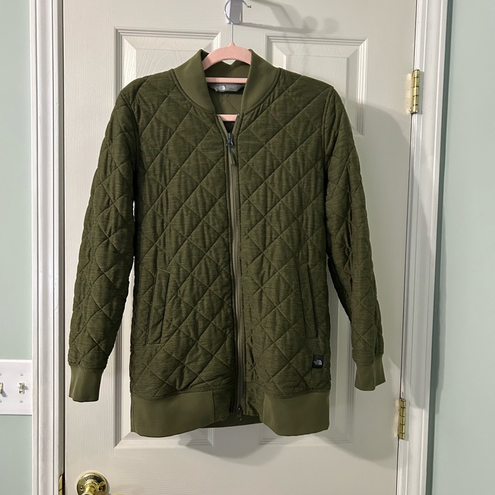 The North Face Olive Quilted Bomber Jacket